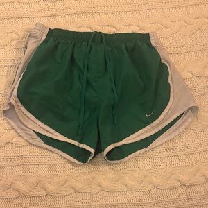Nike Green Running Shorts with Light Gray Trim